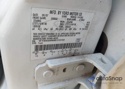 2008 Ford F-250 King Ranch/Lariat/Xl/Xlt z USA, uszkodzony, nr VIN 1FTSW20R68EC33154